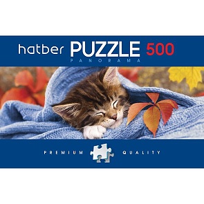 Пазл Premium 500 элементов размер 67 х 23 см - Панорама Котенок (Hatber, 500ПЗ2-18638)